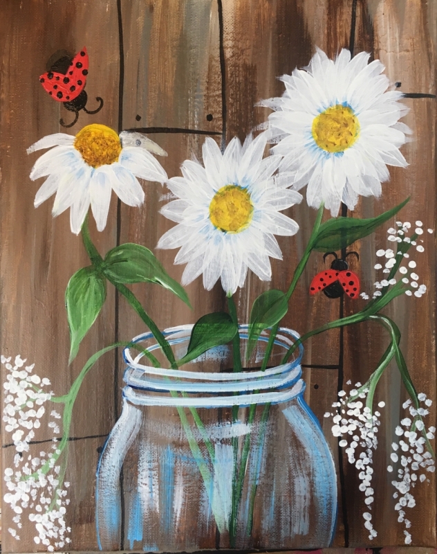 mason jar daisy painting