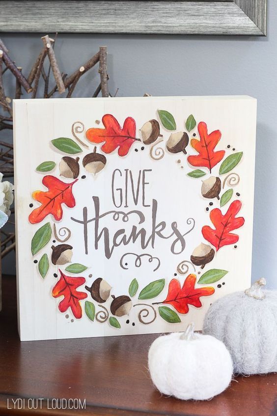 give thanks wreath painting