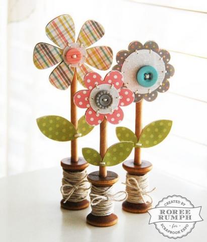 Wooden Spool Flowers