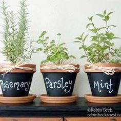 chalkboard herb pot